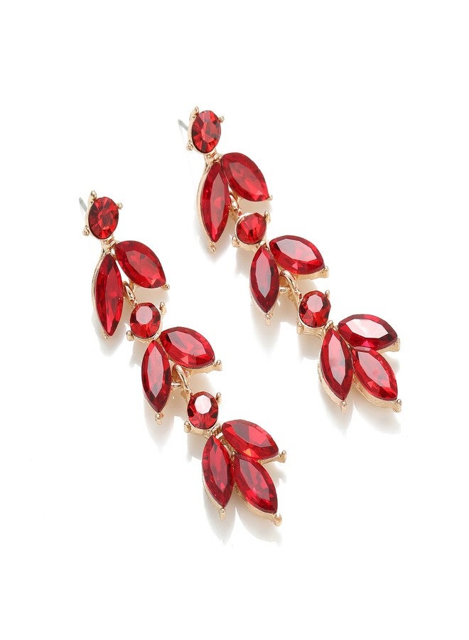 GAOKOXI Red Wedding Rhinestone Dangle Earrings Elegant Bridal Crystal Drop Earrings for Women Bridesmaids Guest Party Prom - Image 1